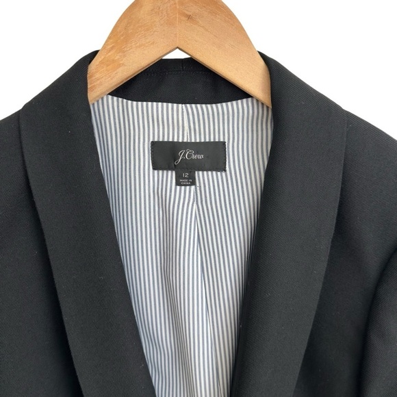 J. Crew black wool stretch jacket blazer shawl lapel single button 12 - Picture 3 of 16